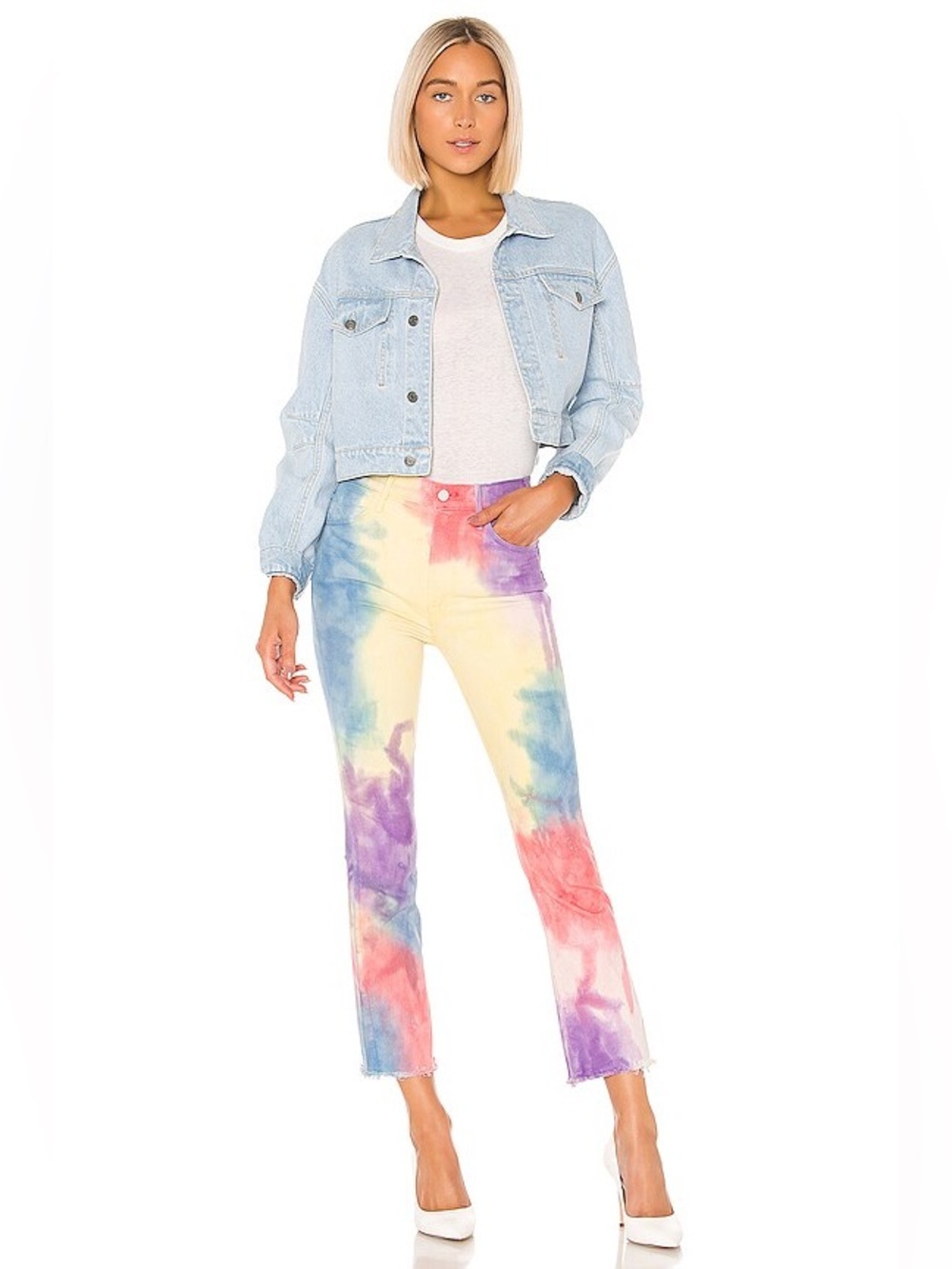 NWT Mother The Hustler Ankle Fray Jean Mystical AF 24 Tie Dye